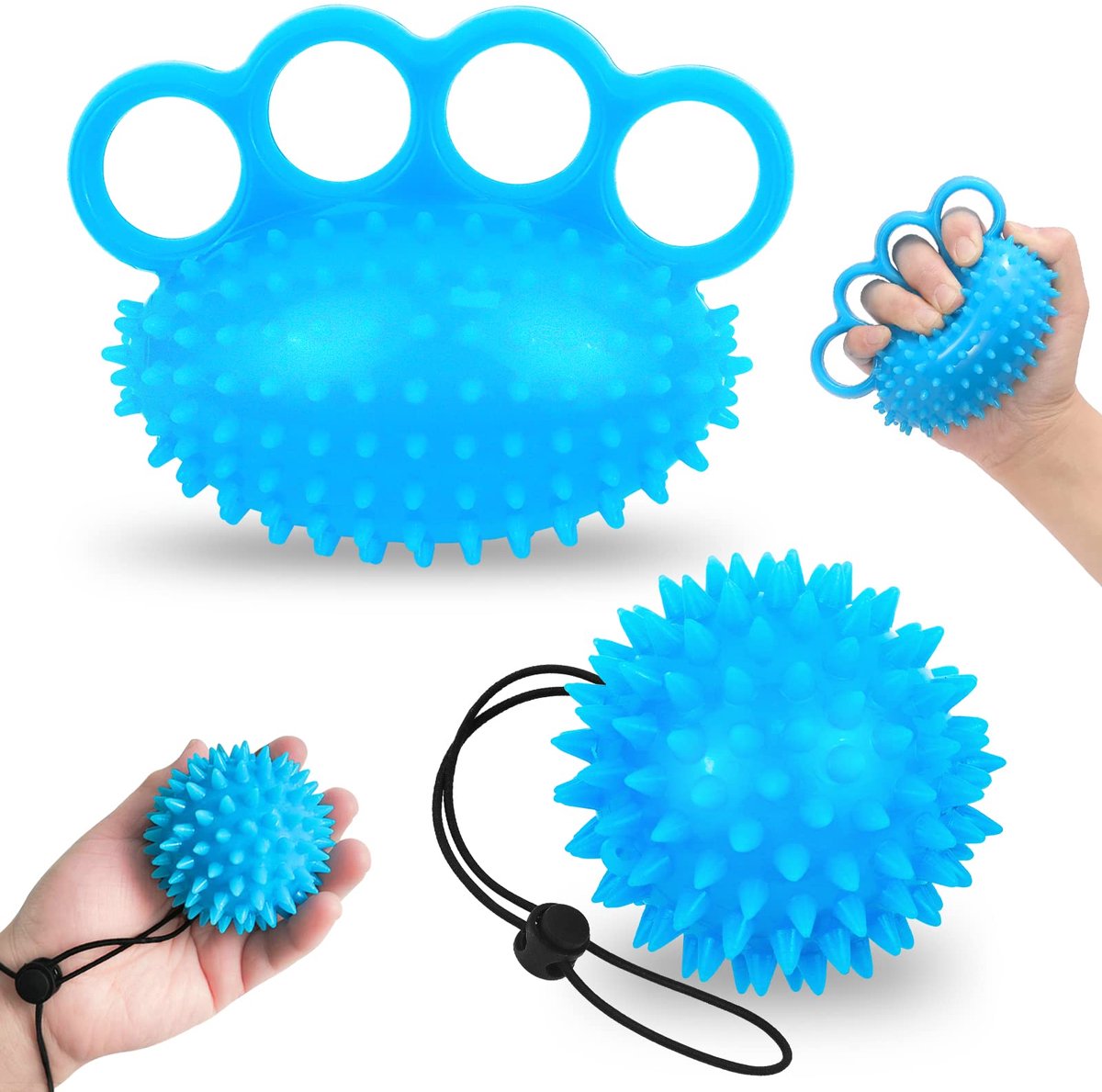 Handtrainer Kneedbal - Stekelbal van Zacht Rubber - Voor Hand- en Vingertraining - 2 stuks
