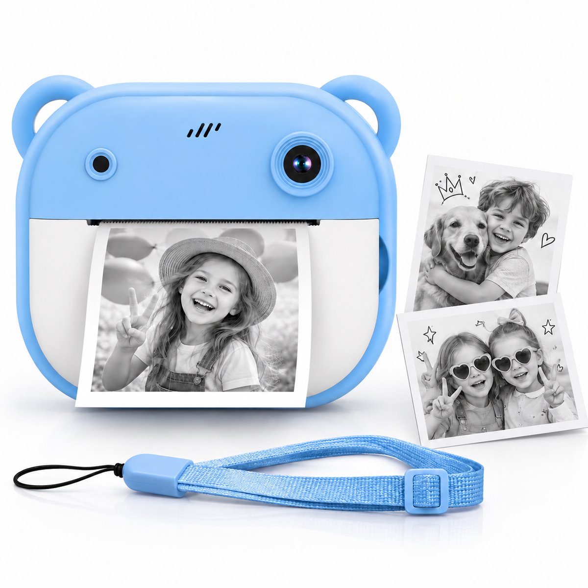 Delmark Kindercamera K1 met Instant Print - 2-inch Scherm - 1080P Video - Thermisch Printen - Blauw