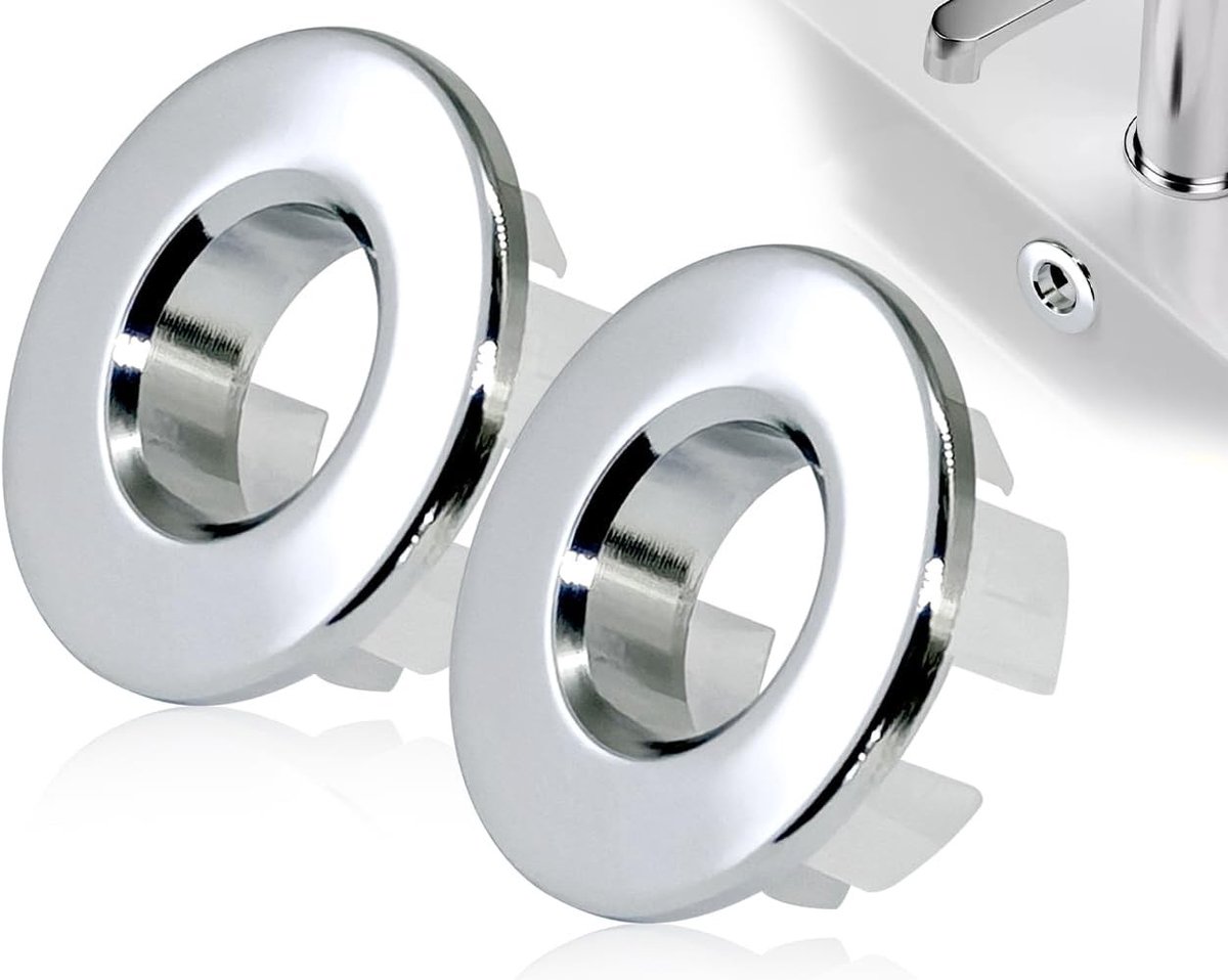 Set van 2 ronde afvoerbedekkingen in koper voor keuken en badkamer, vervangingsring voor sifon (22-24mm)