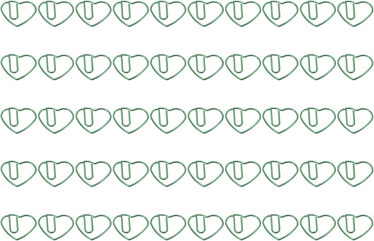 100 Stuks Hartvormige Paperclips, Ideaal voor Kantoor, Creatieve Projecten en Thuisgebruik, 2.8 cm Groen