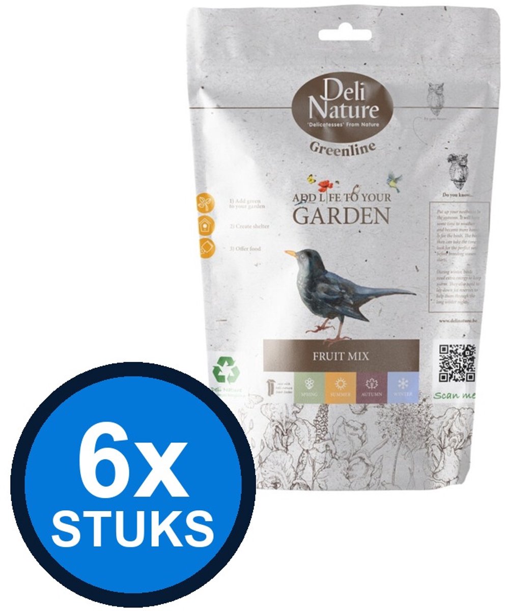 6x Deli Nature - Greenline fruit mix 700gr - Vogelvoer - 700 g