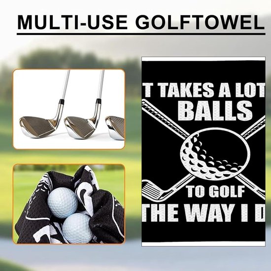Zwarte Microvezel Golfhanddoek 30x30 cm met Clip - Absorberende Accessoires voor Toernooien en Training, Perfecte Cadeaus voor Golfliefhebbers — afbeelding 3