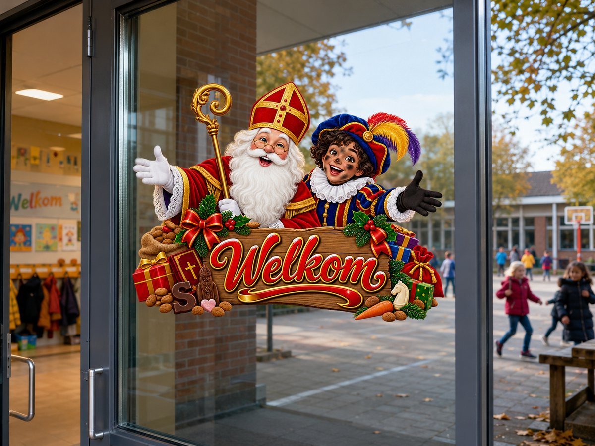 Welkom Sinterklaas & Piet Sticker – 40 x 30 cm