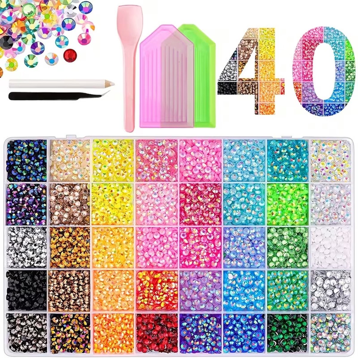 Currero Bedazzle Kit - Bedazzling - Plakstenen - Strass Steentjes - DIY Versieren - Met Pincet En Applicator - Gemengde Kleuren