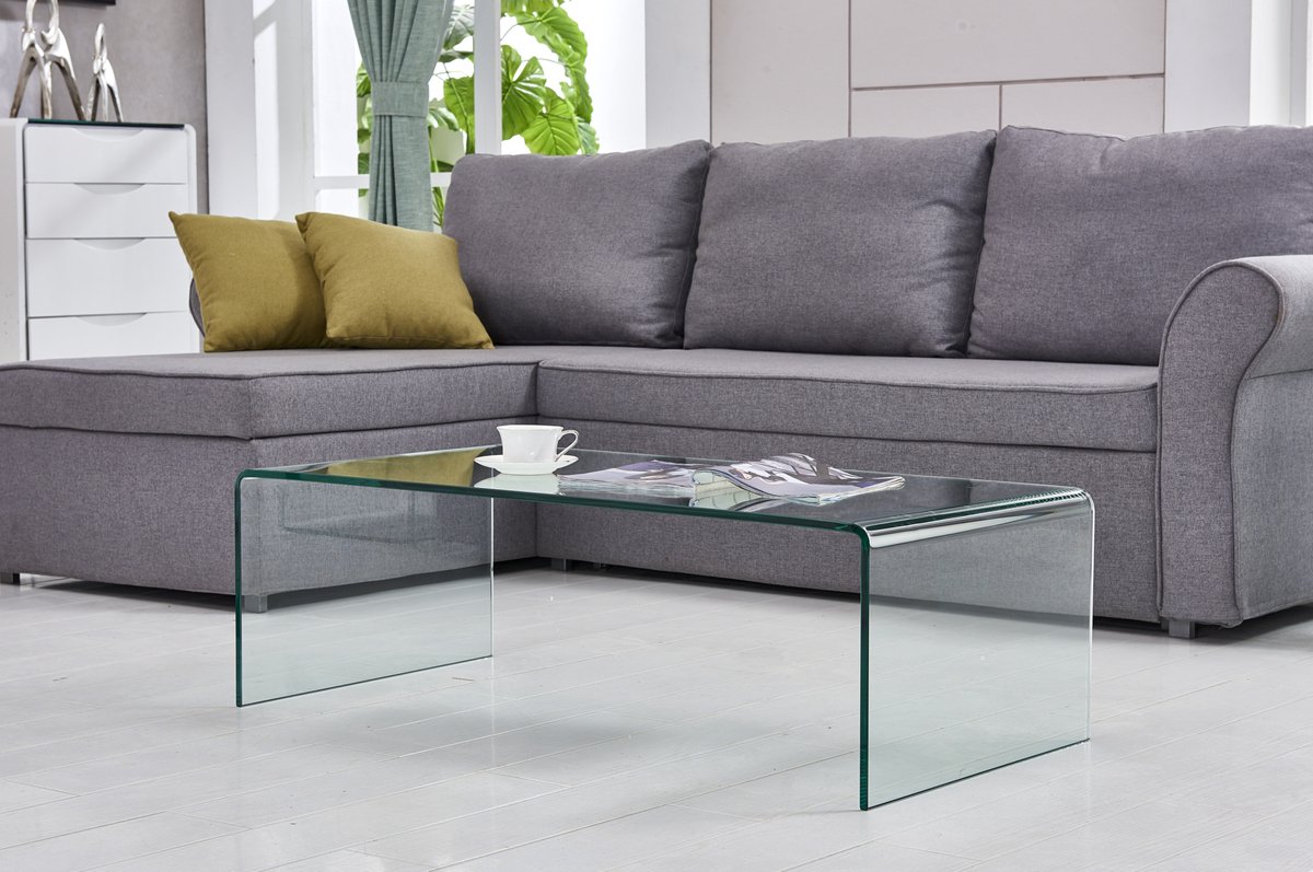 OKWISH Salontafel – Gehard Glas – Transparant – Rechthoekig Design Voor Woonkamer En Kantoor – Modern – 100x50x35 cm