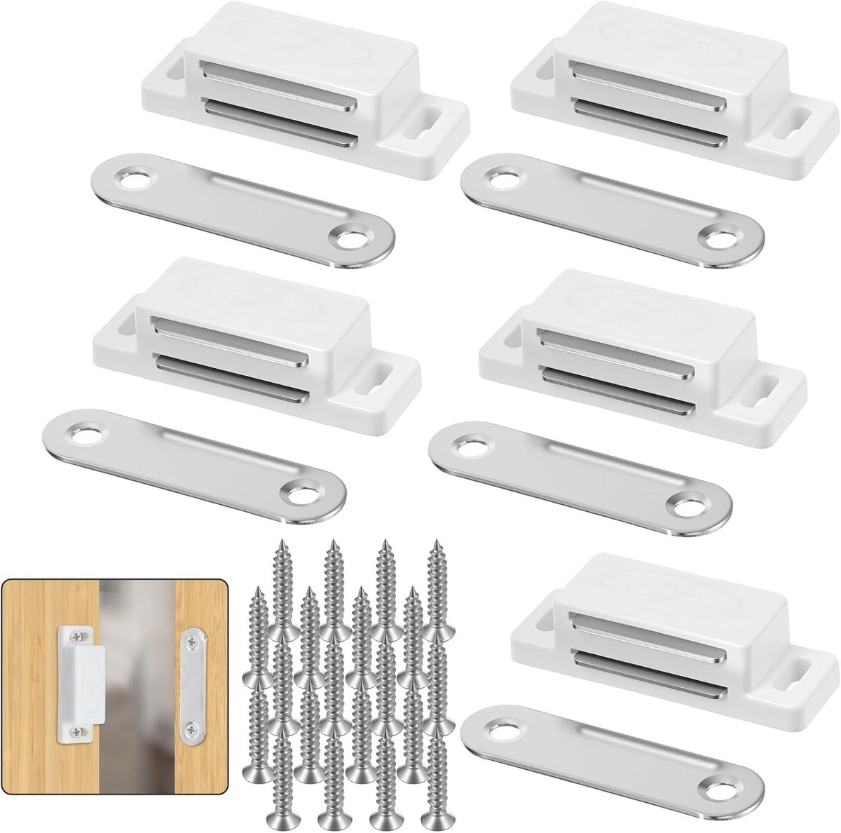 Vijf magnetische sluitingen voor deuren, kastdeuren en meubels - Ideaal voor lades en kasten
