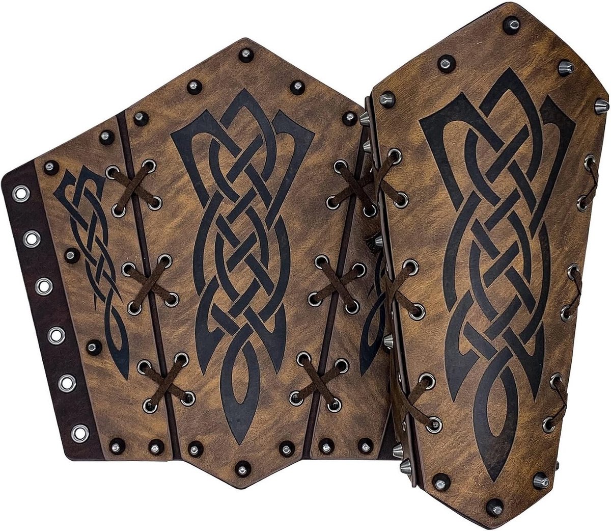 2 Stuks Middeleeuwse Faux Leren Arm Guards voor Mannen, Retro Boogschieten Vambraces, LARP Accessoires en Kostuumdecoratie