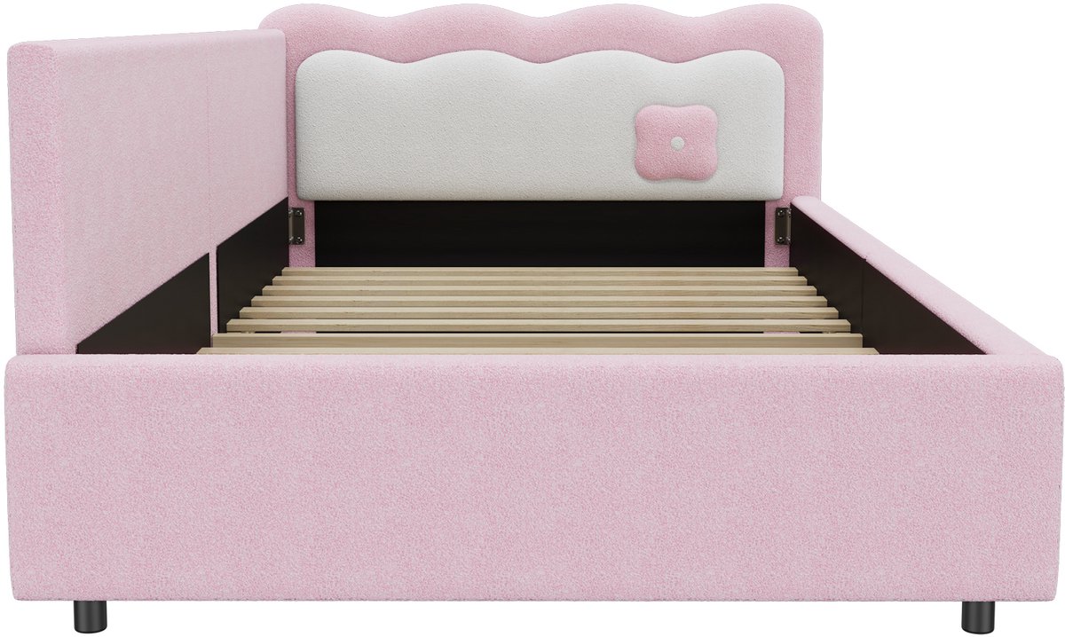 WUVRIE Bedbank 90x200 cm met LED-sfeerverlichting en lattenbodem, roze