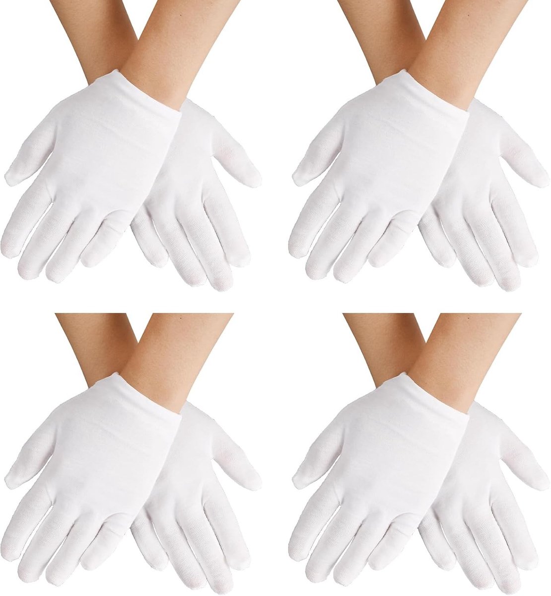 Witte Katoenen Handschoenen voor Kinderen - 4 Paar Cosplay Kostuum Handschoenen voor Feestjes en Spelletjes