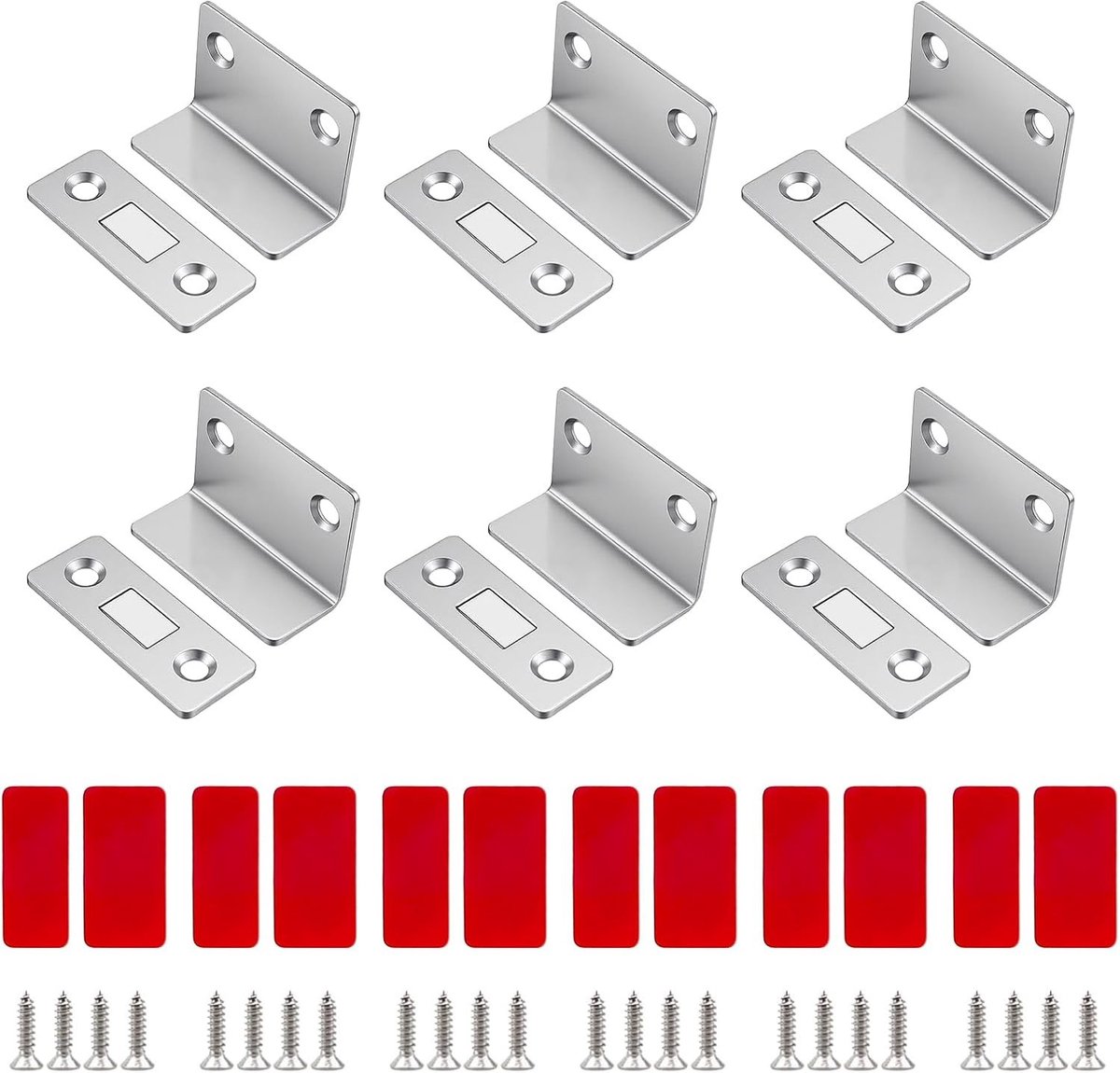 Set van 6 Deurmagnets, Ultra-Dunne Magnetische Sluitingen voor Keuken- en Kastdeuren, Perfecte Oplossing voor Sluiten en Bevestigen