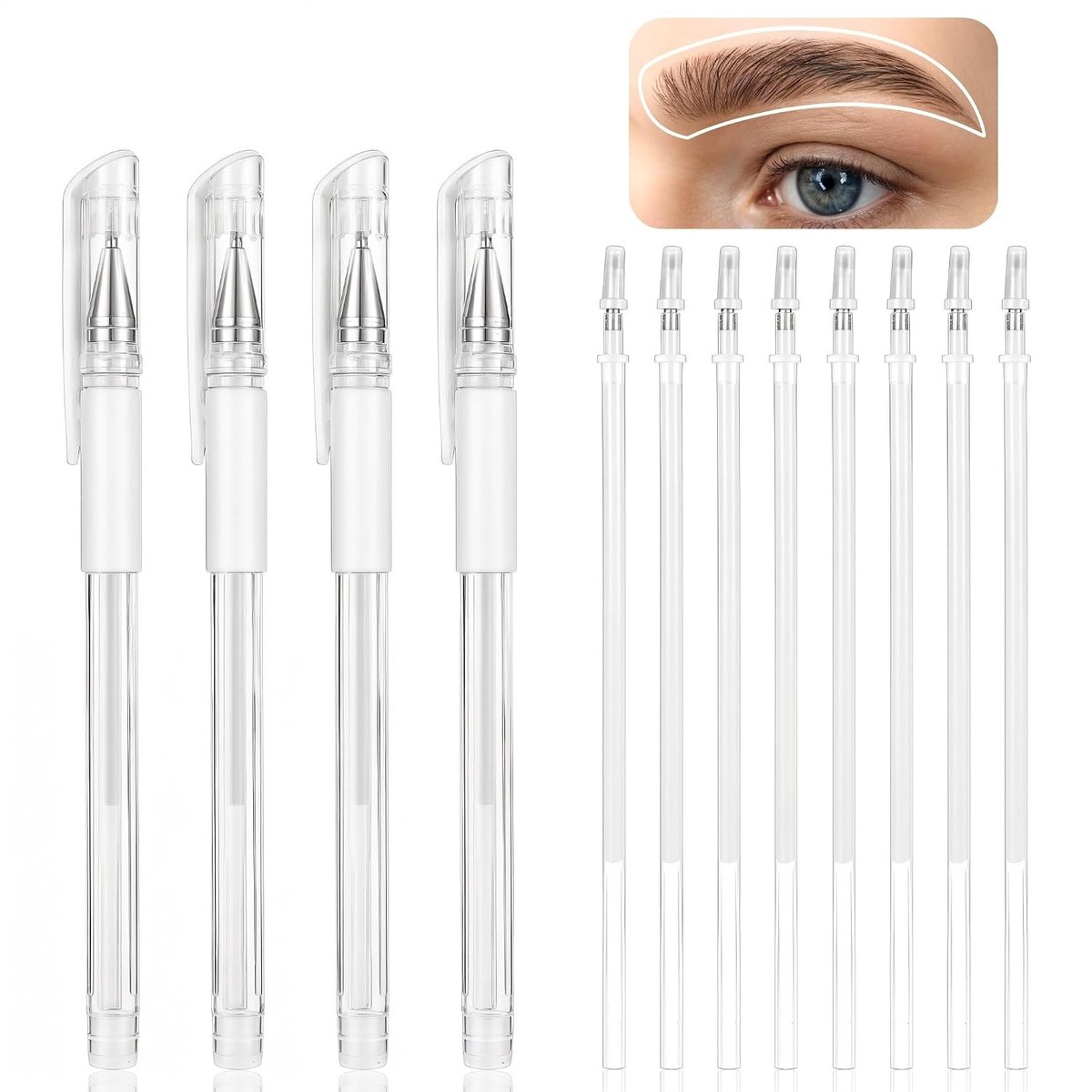 Huidmarkers voor microblading met 8 reservevullingen - Perfect voor wenkbrauwstyling en make-up