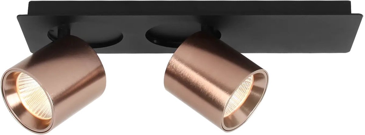 Oyo LED spot met 2 draaibare lichtpunten, bronskleurig aluminium en ijzer, 7,5W, 620 lumen, 2700K, IP40