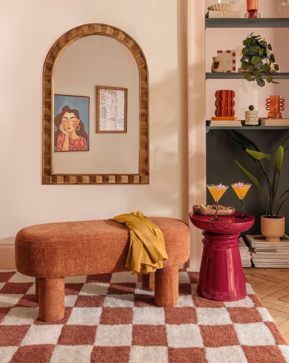 Atmosphera Orska Stoffen Bankje - 96x41x42cm - Amber