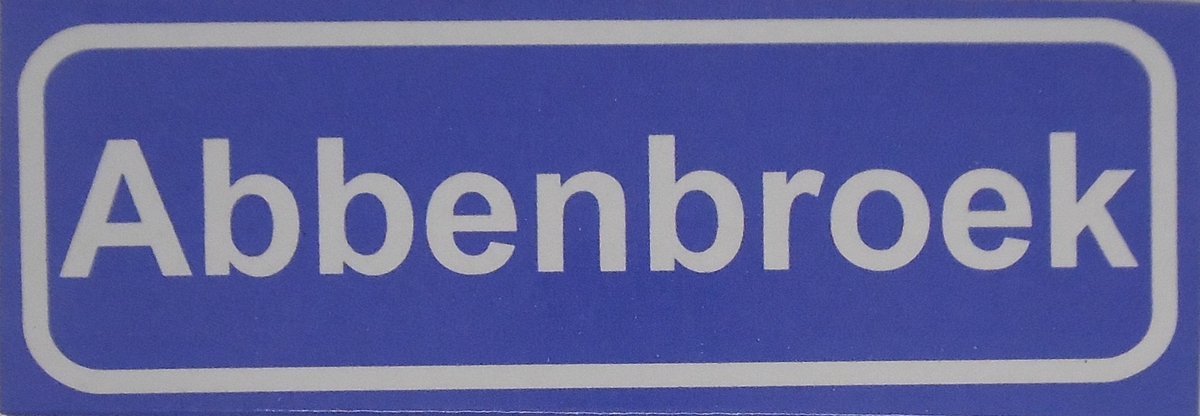 Souv© - koelkast magneet - plaatsnaam bord - kombord - souvenir - koelkastmagneetje - relatiegeschenk Abbenbroek
