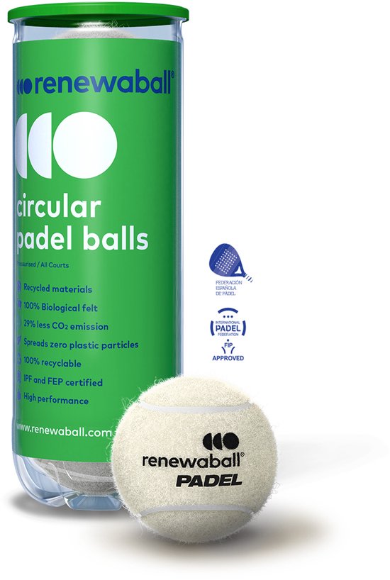 Renewaball 3 natural padel balls Renewaball 3 natural padel balls
