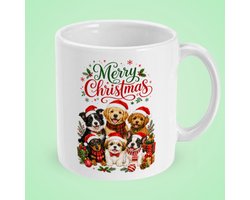 Kerstmok met hondjes - Kerstcadeau - Merry Christmas - Mok - Koffiemok