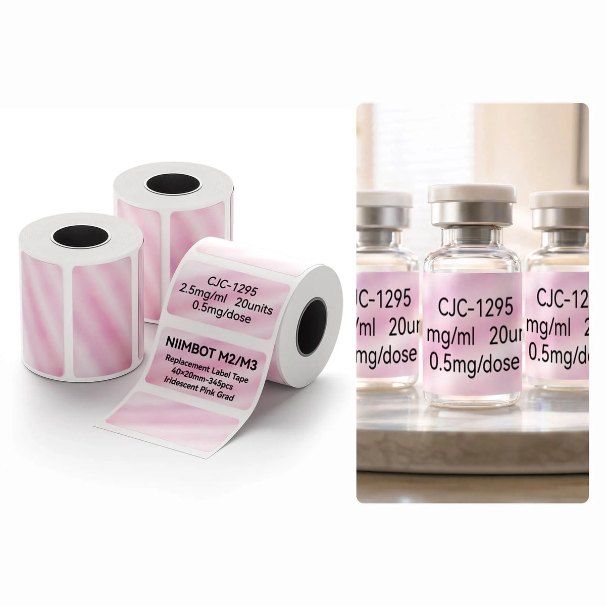 Niimbot - Labels/Etiketten M2/M3 - 40x20mm - 345 vellen - Roze