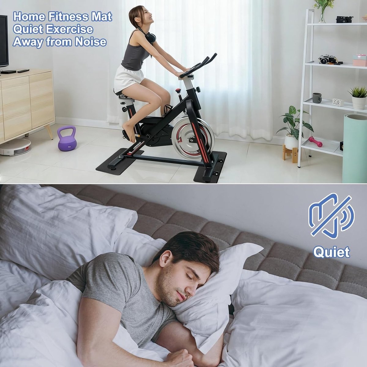 Antislip mat fitnessapparaat - Zwart - 30,5 x 63,5 cm - 6 mm Dikke PVC Onderlegmat - Voor Loopband en Crosstrainer