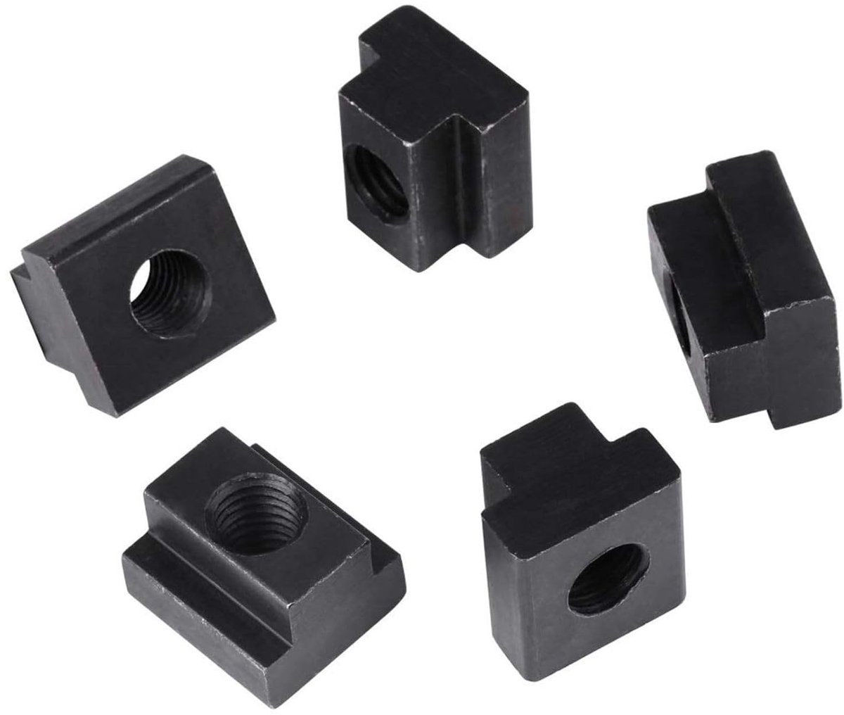T-Slot Moeren Set van 5 Stuks, M12 T-Nuts met Zwarte Oxide Afwerking voor Meubelbouw en DIY Projecten