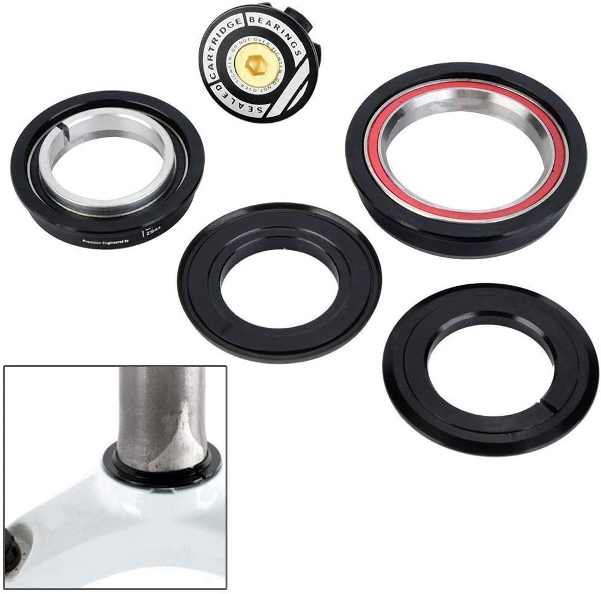 Bicycle Handvat Set met Lager voor Tapered Rechthoekige Voorvork, CNC AL6061 T6, Fietsonderdelen en Accessoires