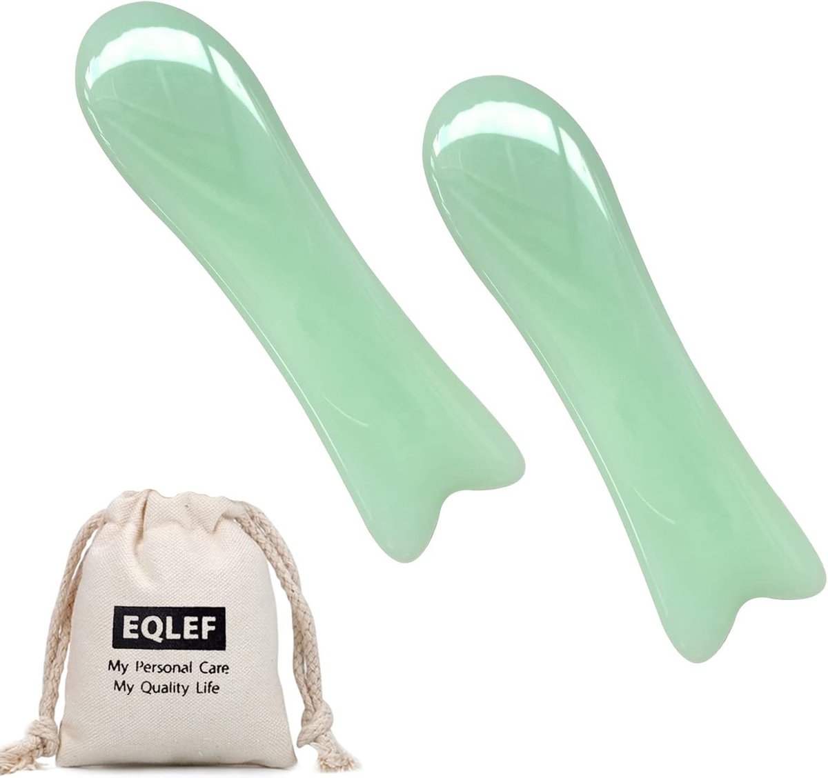 Natuurlijke Jade Guasha Boards - 2 Stuks Handheld Visvormige Guasha Schraper voor Gezichtsmassage en Huidverzorging