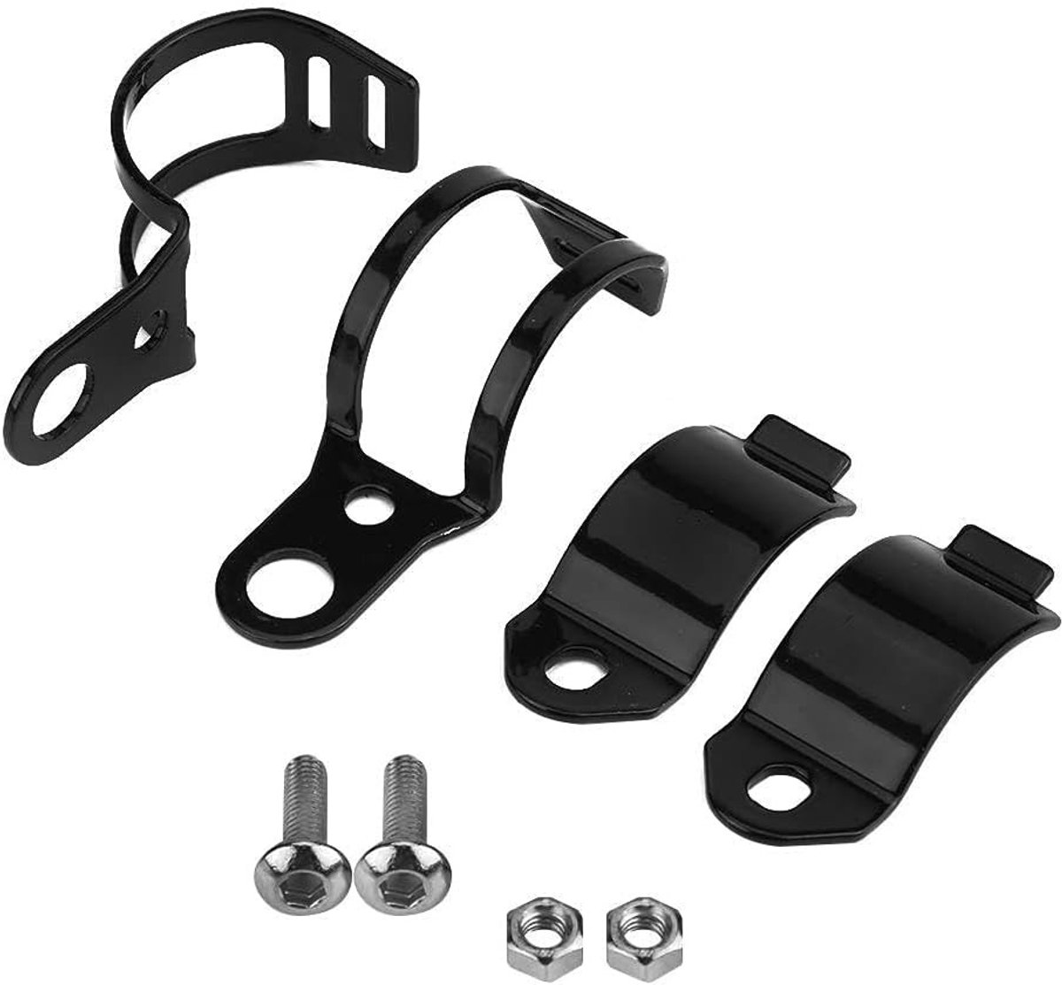Motorfiets Turn Signal Bevestigingsbeugels en Klemmen voor 30-45mm Voorvork - 2 Stuks (Zwart) met Flitslicht Houder voor Handvat