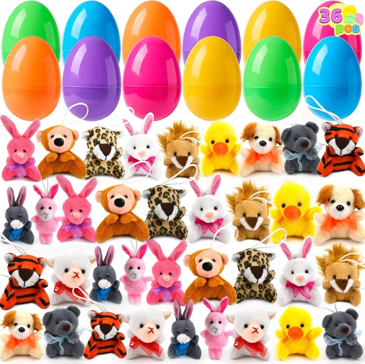 36 Voorgevulde Paaseieren met Pluche Dieren voor Kinderen en Peuters - Perfect voor Paasnesten, Verjaardagsgeschenken en Prijzen