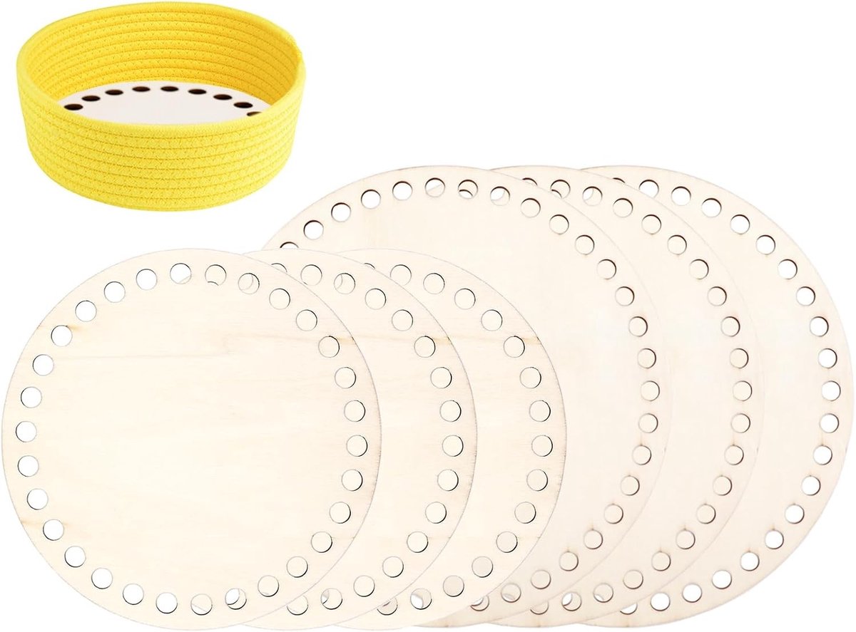 6 Stuks Houten Bodem voor Haakwerk, 15cm/20cm, Rond, DIY Mand Bodem, Natuurlijke Houten Bodem voor Creatieve Handwerkprojecten