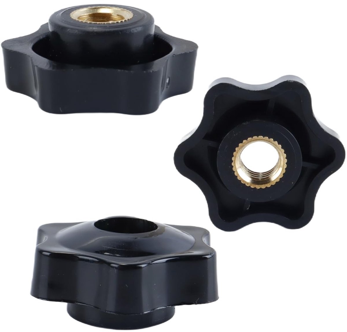 Set van 6 Wing Nuts met M10 Draad en 38mm Hoofddiameter - Kunststof Handknoppen voor Machines, Meubels en Apparatuur