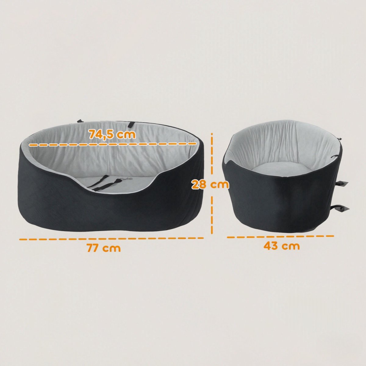 REDOM - Autostoel voor honden - Veiligheidsgordel en bevestiging - Afneembare en wasbare hoes - Gepolsterd - Zwart - Polyester - 77 x 43 x 28 cm
