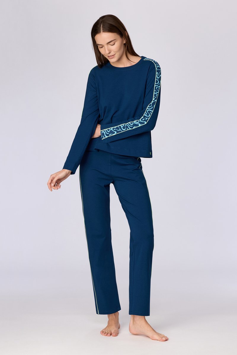 Woody Dames pyjama donkerblauw - maat L