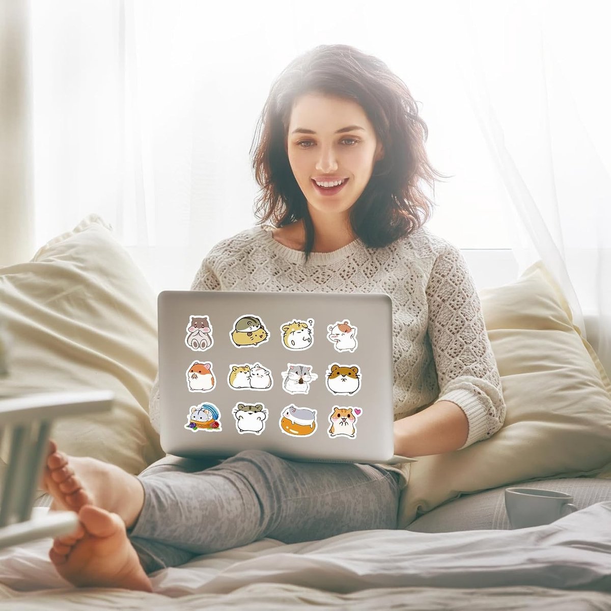 50 Stuks Schattige Hamster Stickers, Grote Waterdichte Vinyl Stickers voor Fiets, Laptop en Skateboard, Perfect voor Jongens en Meisjes