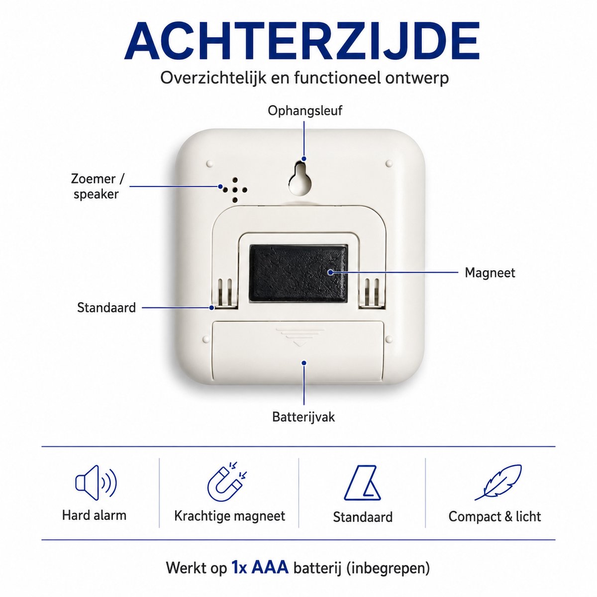 Juleika® Timer Wit | Incl. 1x AAA Batterijen | Magnetische Digitale Kookwekker | Witte Magneet Uitklapbare Standaard | Duidelijk Digitaal LCD-scherm | Compact | Lichtgewicht — cadeau in Kookcadeaus - foto 6