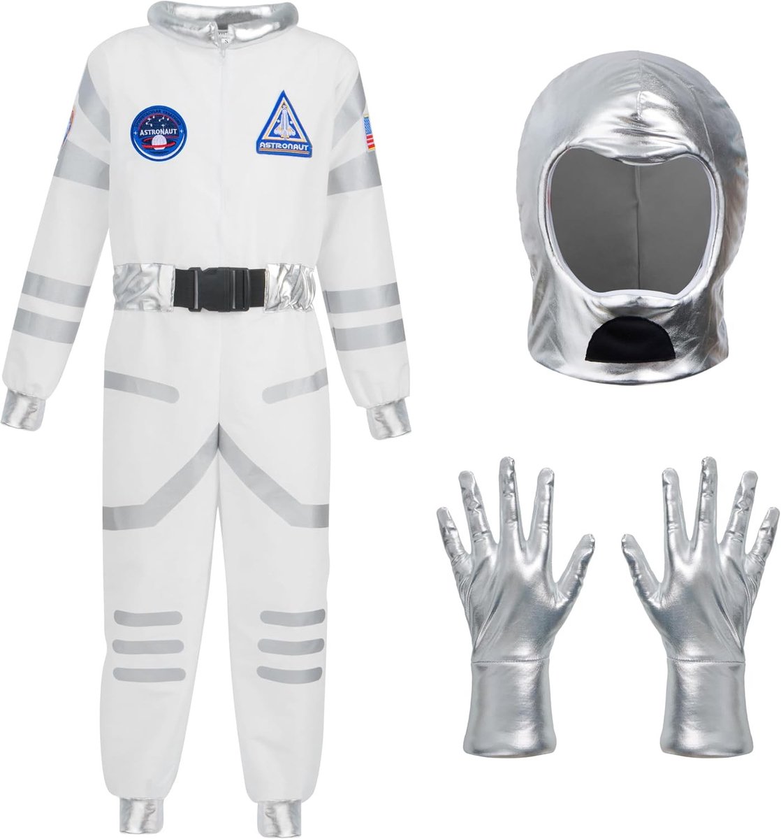 Blauw astronautenkostuum voor kinderen met helm, ruimtepak voor Halloween en rollenspel, ideaal voor jongens en meisjes