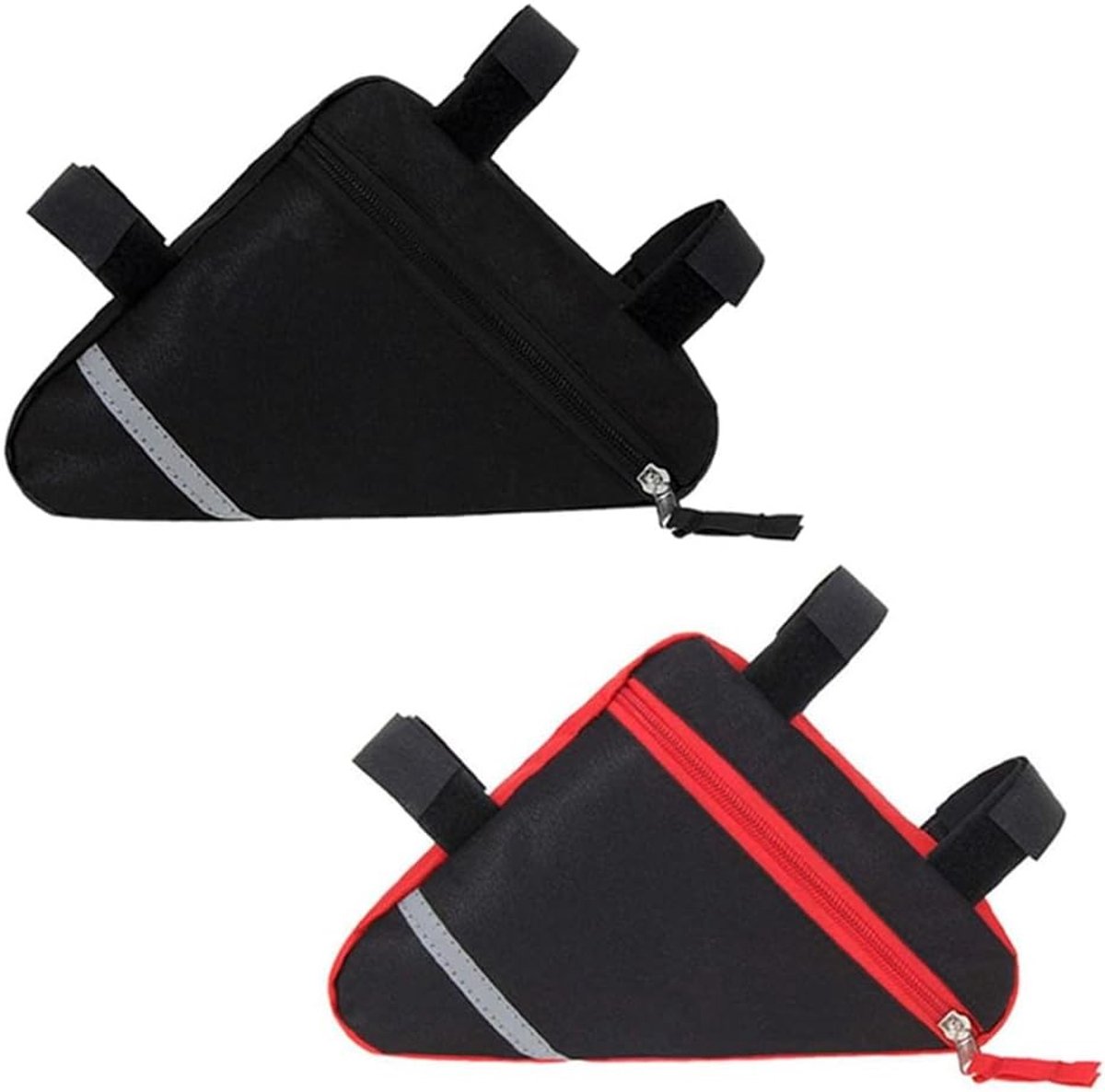 Fiets Triangle Bag Set voor Voorframe, Waterdichte Fietsaccessoires voor Fietstochten en Verhuur (Rood + Zwart)