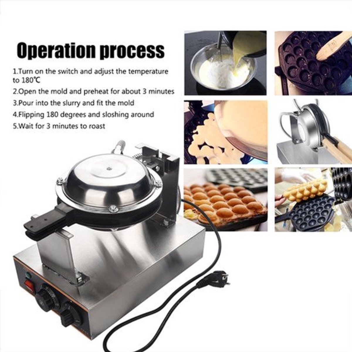 Eierkoek Maker - Elektrische Eiertaartmachine - 1,4 kW - RVS - Anti-aanbaklaag - Voor Keuken
