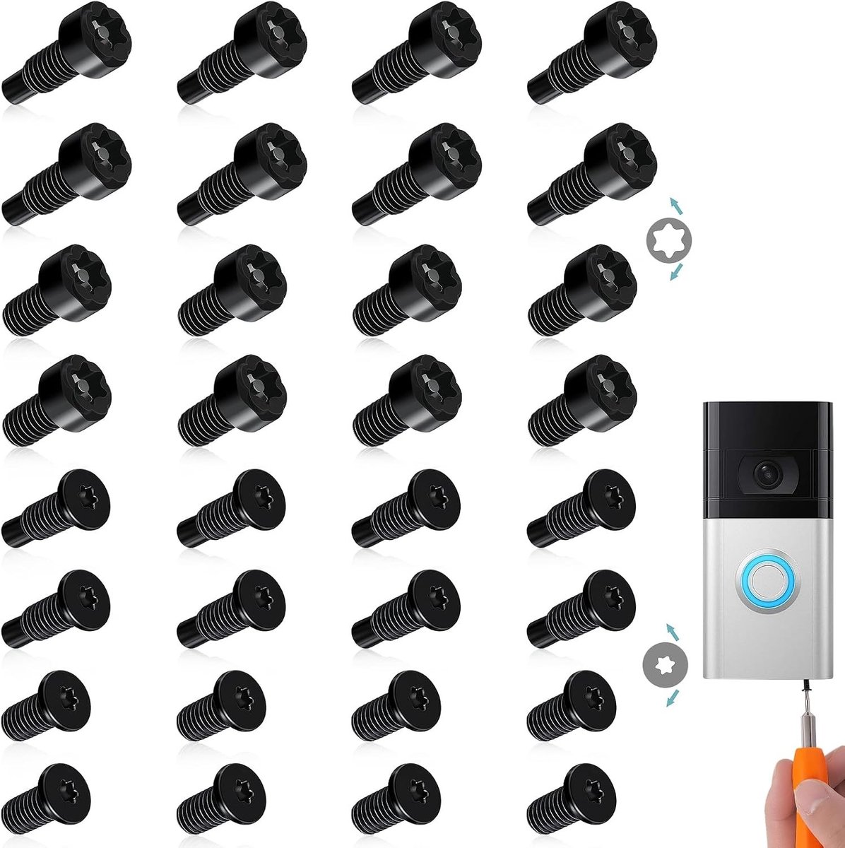 32 Stuks Vervangende Deurbelschroeven - Beveiligingsschroeven voor Videodeurbellen en Slimme Deurbellen - Toebehoren voor Eenvoudige Installatie en Vervanging