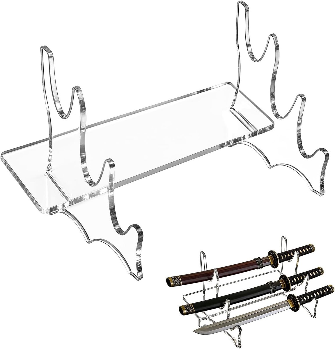 Zwaardhouder - Transparant - Acryl - Displaystandaard met 3 Niveaus - Voor Katana en Verzamelmessen