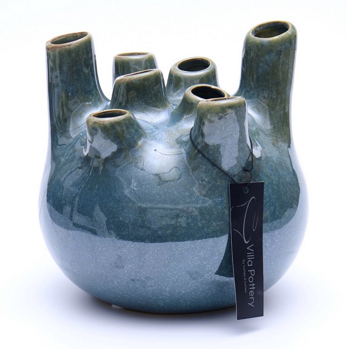 Villa Pottery Vaas - Villa Pottery - Decoratie - Woondecoratie - Porselein - Waterdicht - Isabelle 1_3 Green Blue Blauw