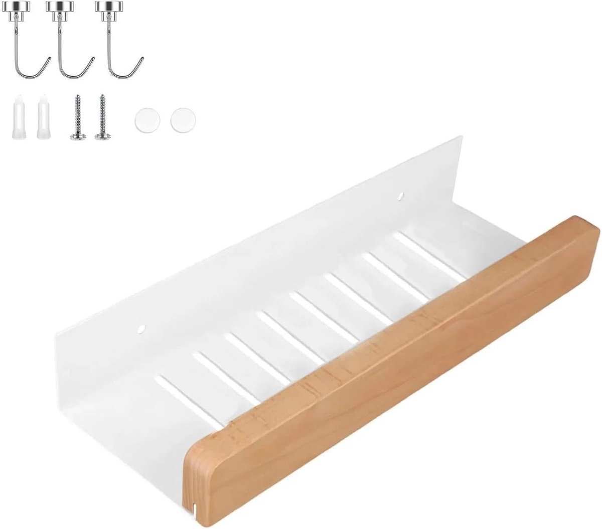 Badkamer Wandplank van 30 cm - Carbon Staal Plank voor Douchegel met Magnetische Haak voor Badkamer, Keuken en Woonkamer