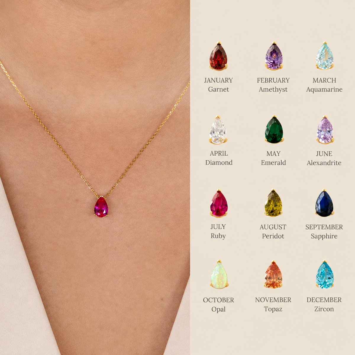 Maevi® Geboortesteen Ketting - Kleur: Goud - Maand: Februari - Hoge Kwaliteit - RVS / Roestvrijstaal / Stainless Steel - Verkleurt Niet - Kraamcadeau - Birthstone Necklace - Geboorte Cadeau - Luxe Ketting - Incl. Cadeau Verpakking - Geboorte Steen