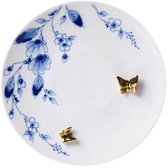Heinen Delfts Blauw - Wandbord 3D Vlinders - Vlindergoud - Keramiek - 20 cm