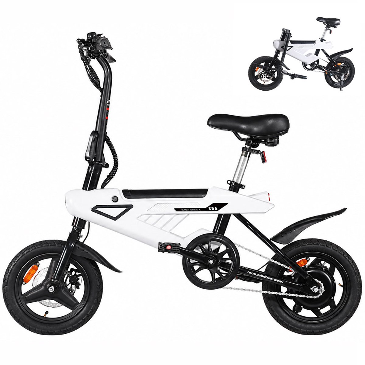 A02 Elektrische Vouwfiets - 250W Motor - 36V 6,4Ah Batterij - 15-30 km Actieradius - 14 Inch Banden - KZQ Schijfremmen voor en achter - LED-verlichting
