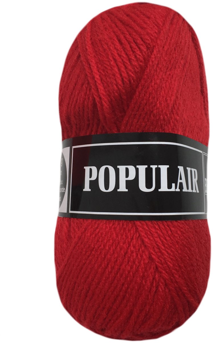 Beijer Populair acryl garen - rood (05) - 10 bollen haakgaren/breigaren - naald 3,5 a 4mm