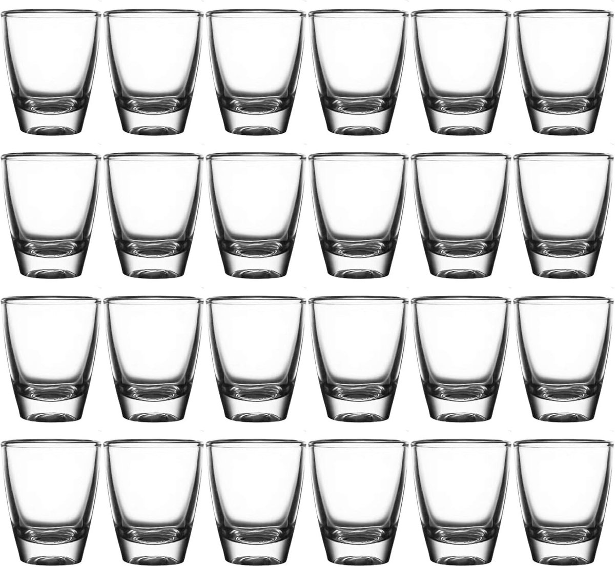 Robuuste glazen shotglaasjes van 35 ml voor tequila, vodka en likeur - Set van 24 stuks