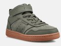 Groene Skechers hoge sneaker met bruine zool en klittenbandsluiting.
