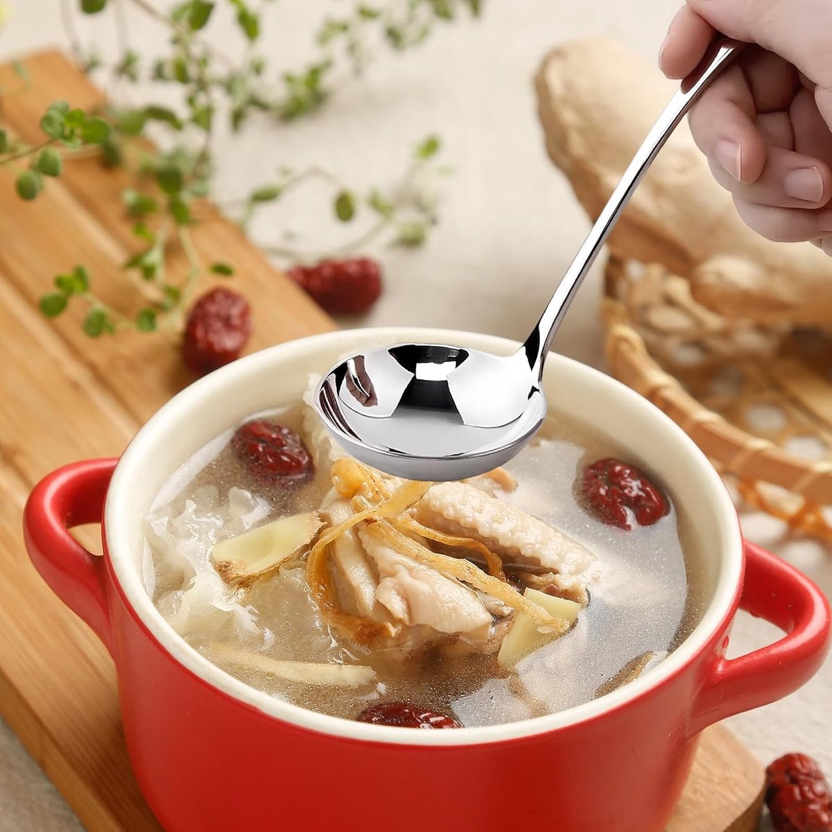 Kleine RVS Sauslepel van 8,5 Inch voor Soepen, Stoofschotels en Sauzen – Duurzame Mini Lepel voor Keuken, Restaurant en Catering