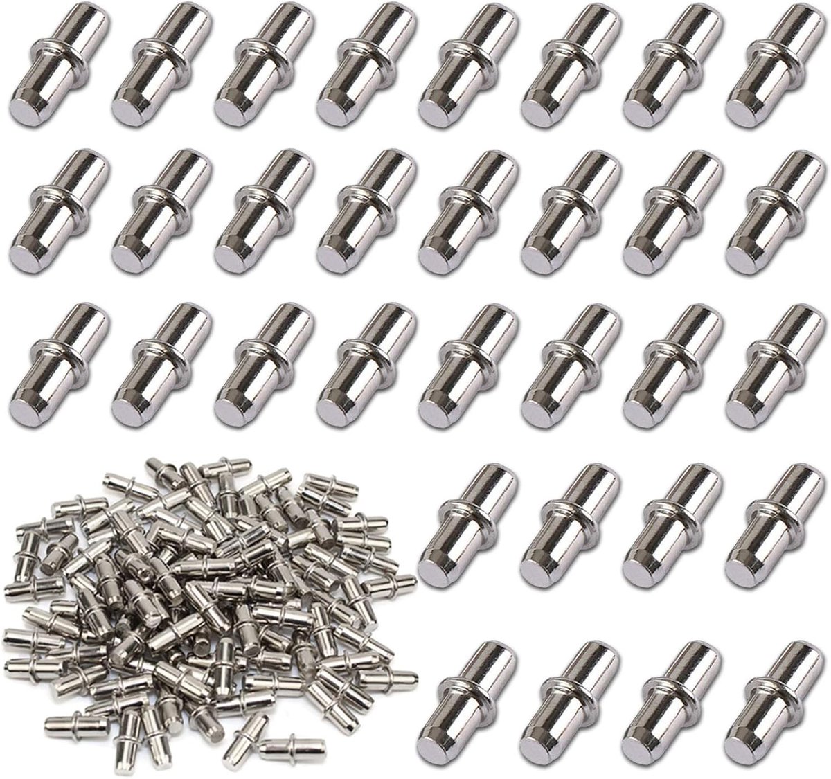 Vloersteunen voor metalen planken, diameter 5 mm, 100 stuks, zilver, stevige en duurzame ondersteuning