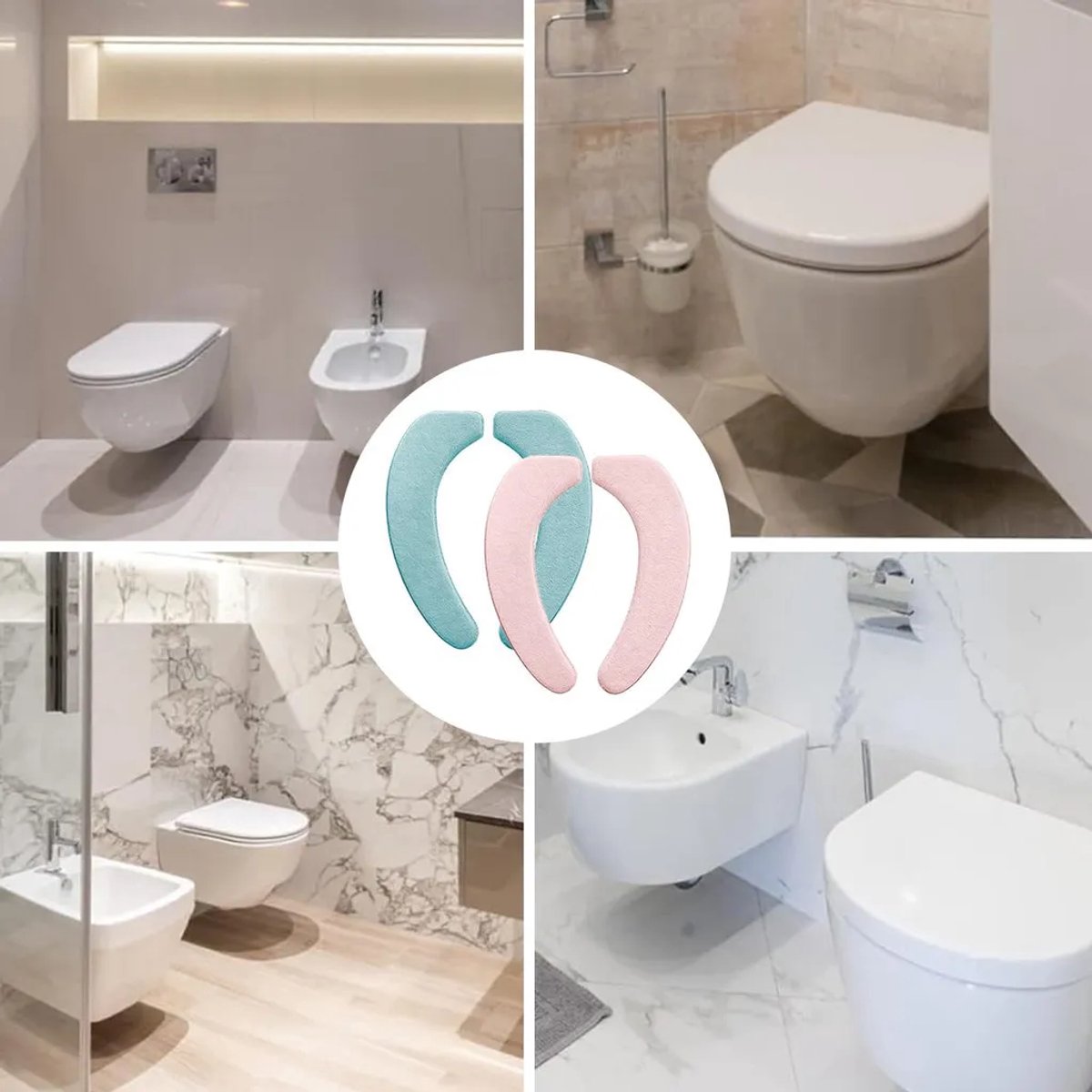 Zachte en dikke flanellen toiletbrilhoezen, set van twee, antislip en warm, gemaakt van traagschuim, comfortabel en ademend.