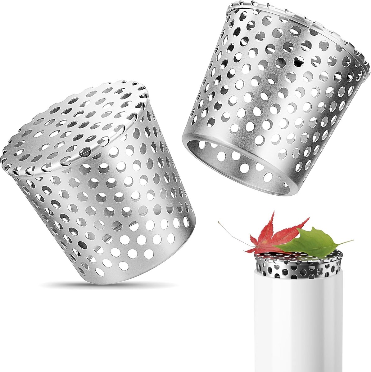 Dakgootbeschermer - 2 Stuks - Ø 75cm Bladbeschermer Voor Regenpijp - Regenpijp rooster - Regenpijp beschermer - Bladbeschermer - Bladfilter Dakgoten - Boldraadrooster - Regengoot - Dakgoot - Zilver - TENGYIF®